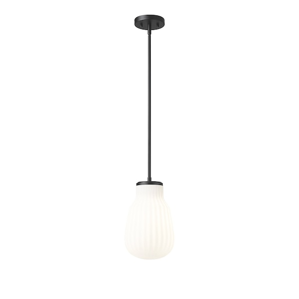 Z-Lite Newbury 1 Light Pendant, 8in. W x 13.25in. H, Matte Black